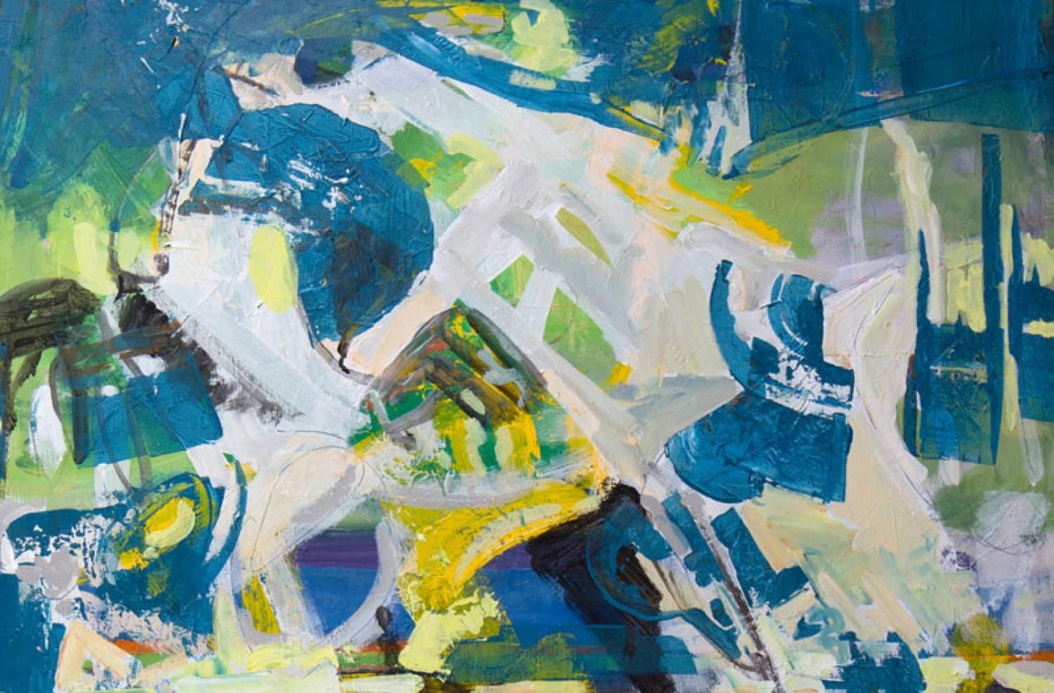 Highways and Byways, Acryl, texanischer Künstler. Zeitgenössische Kunst, Abstrakte Kunst (Blau), Abstract Painting, von Cheryl McClure