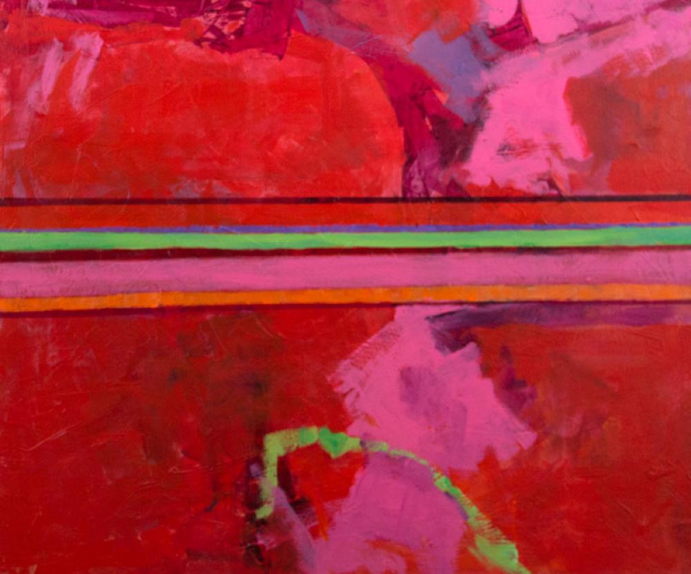 Oui It's Pink, Acrylique, Artiste du Texas. Art contemporain, Art abstrait - Abstrait Painting par Cheryl McClure