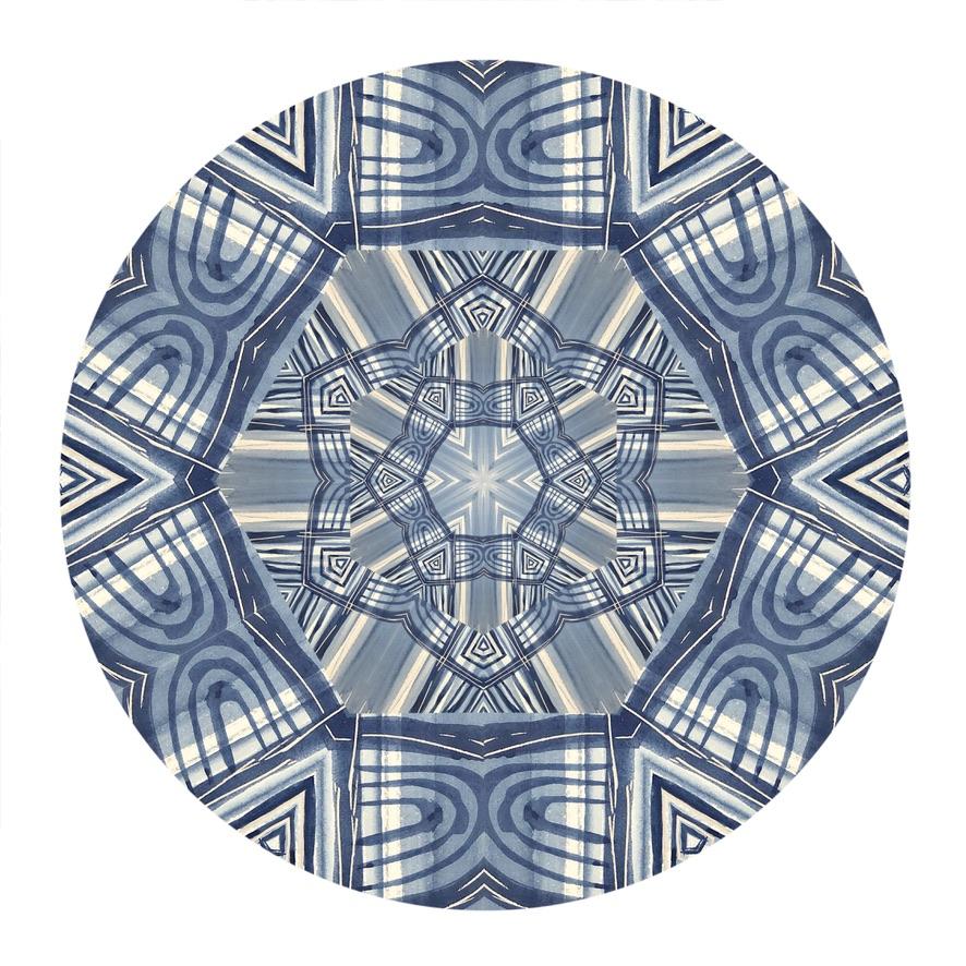 Kaleidoscope : Imagination, Impression d'art numérique, Motif mandala bleu, 2021 - Print de Cheryl R. Riley