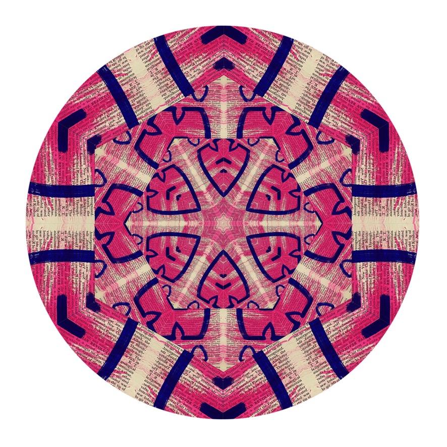 Kaleidoscope : Sans titre, Art numérique, rose vif et indigo - Motif abstrait violet - Print de Cheryl R. Riley