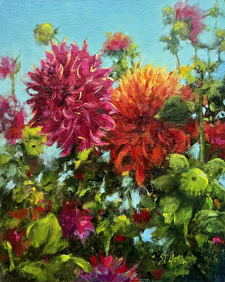 Dahlia Delight - Painting by Cheryl St. John
