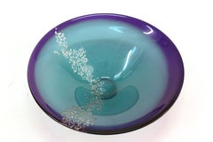 Cheryl Takacs Canadian Modern Studio Art Glass Turquoise Bowl