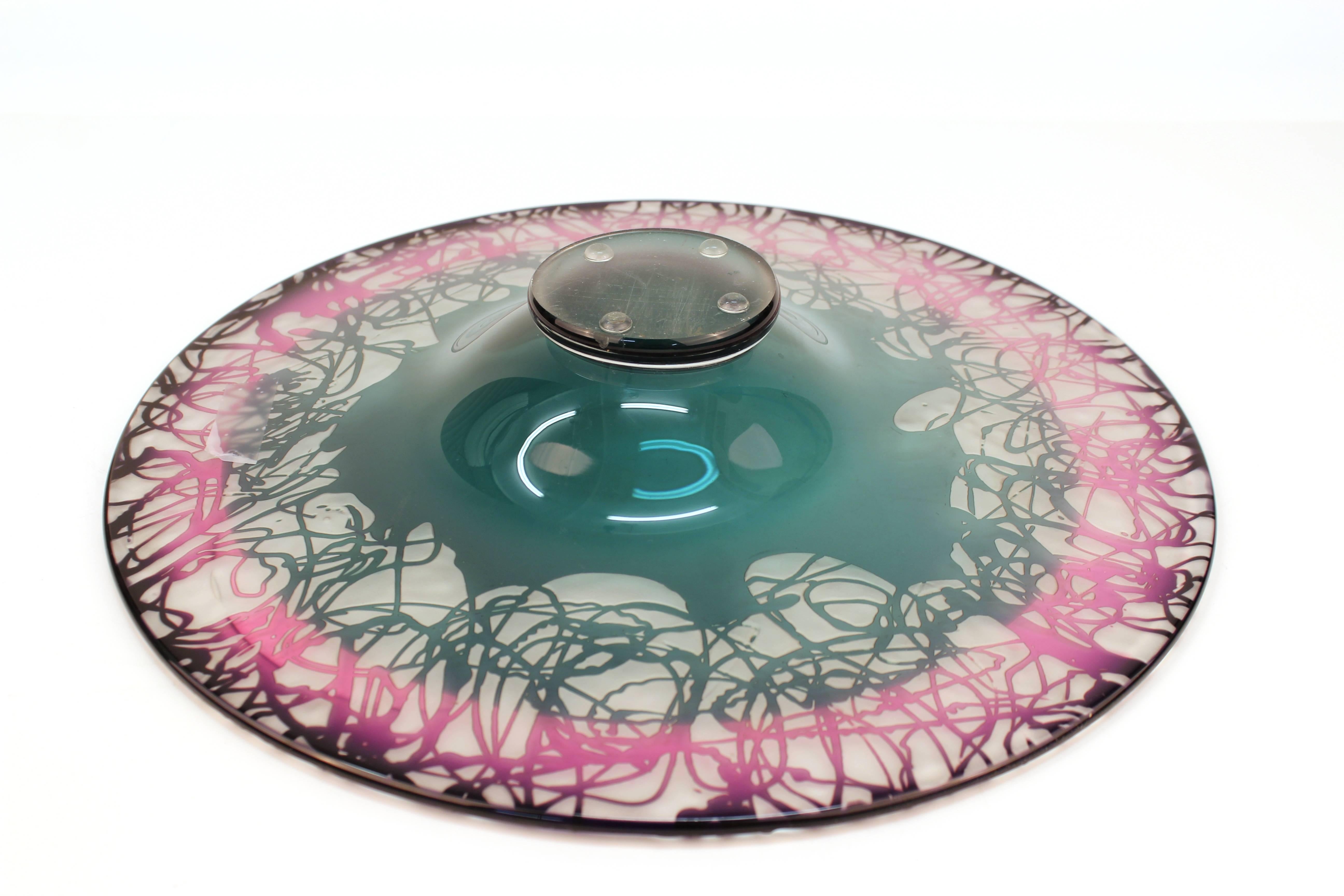 Cheryl Takacs Canadian Studio Art Glass Compote For Sale 2