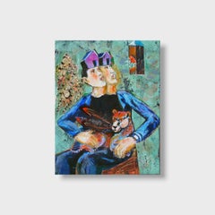 Surrealist Mixed Media Artwork, "Two Brothers with Griffon"