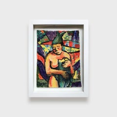 Surrealist Painting on Tile, "Blue Ocean"