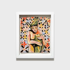 Surrealist Painting on Tile, "Dotted Ocean"