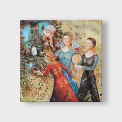 "Circle Dance", Surrealist Mixed Media Artwork, 12x12, Unframed, 2010+