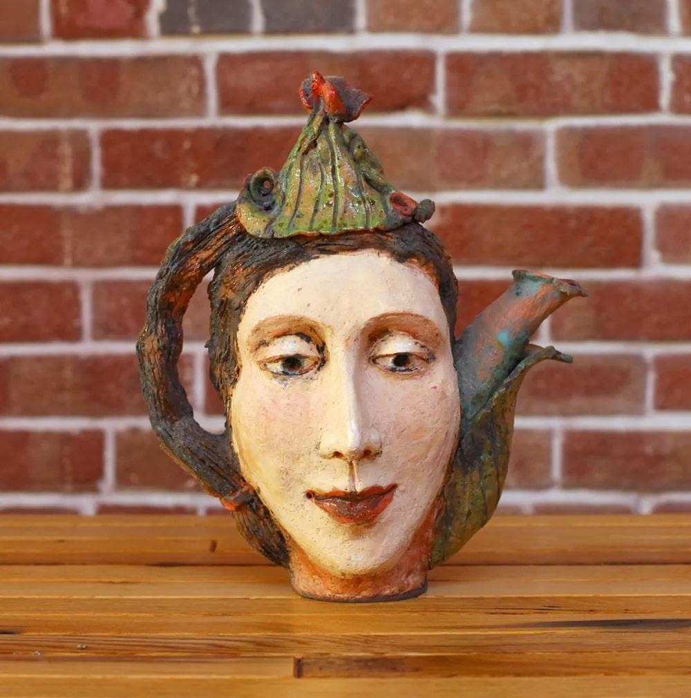 Ceramic Surrealist Teapot, "The Evil Queen" - Sculpture by Cheryl Tall