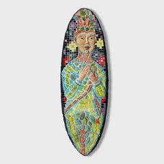 Tabla de surf surrealista de mosaico, "Kailini"