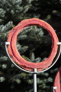 A Shift in Perspective - scultura contemporanea in rosso, vetro e acciaio per esterni