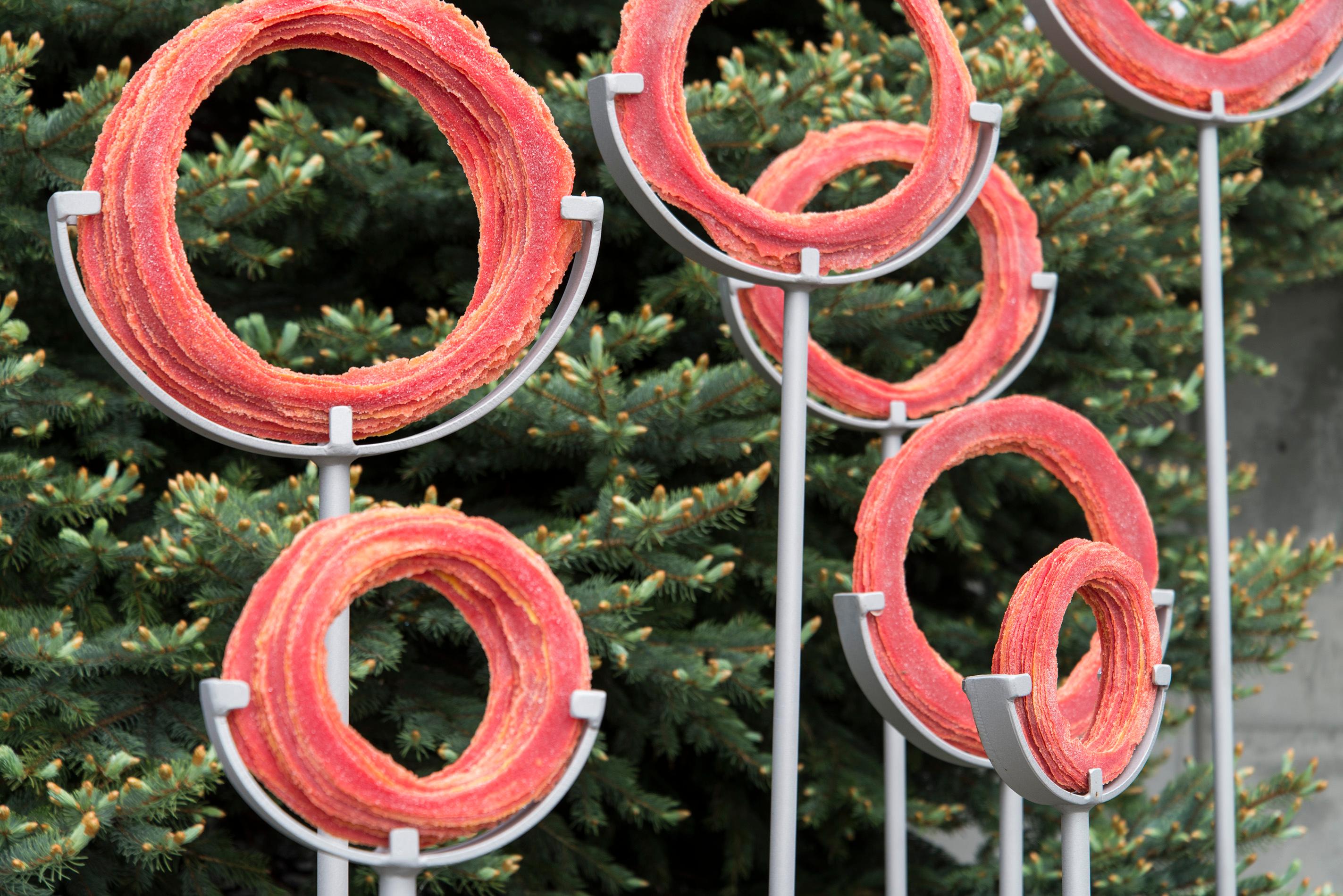 A Shift in Perspective - contemporary, red, glass, and steel outdoor sculpture For Sale 4