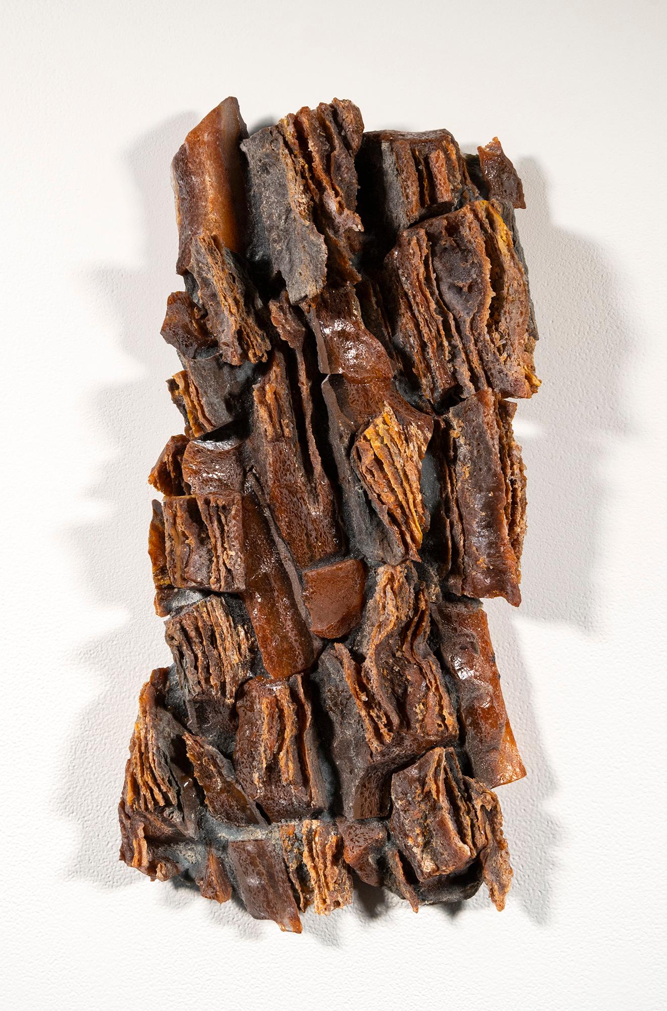 Cheryl Wilson Smith Abstract Sculpture - Bones of the Earth I - contemporary, layered glass, wall relief, sculpture