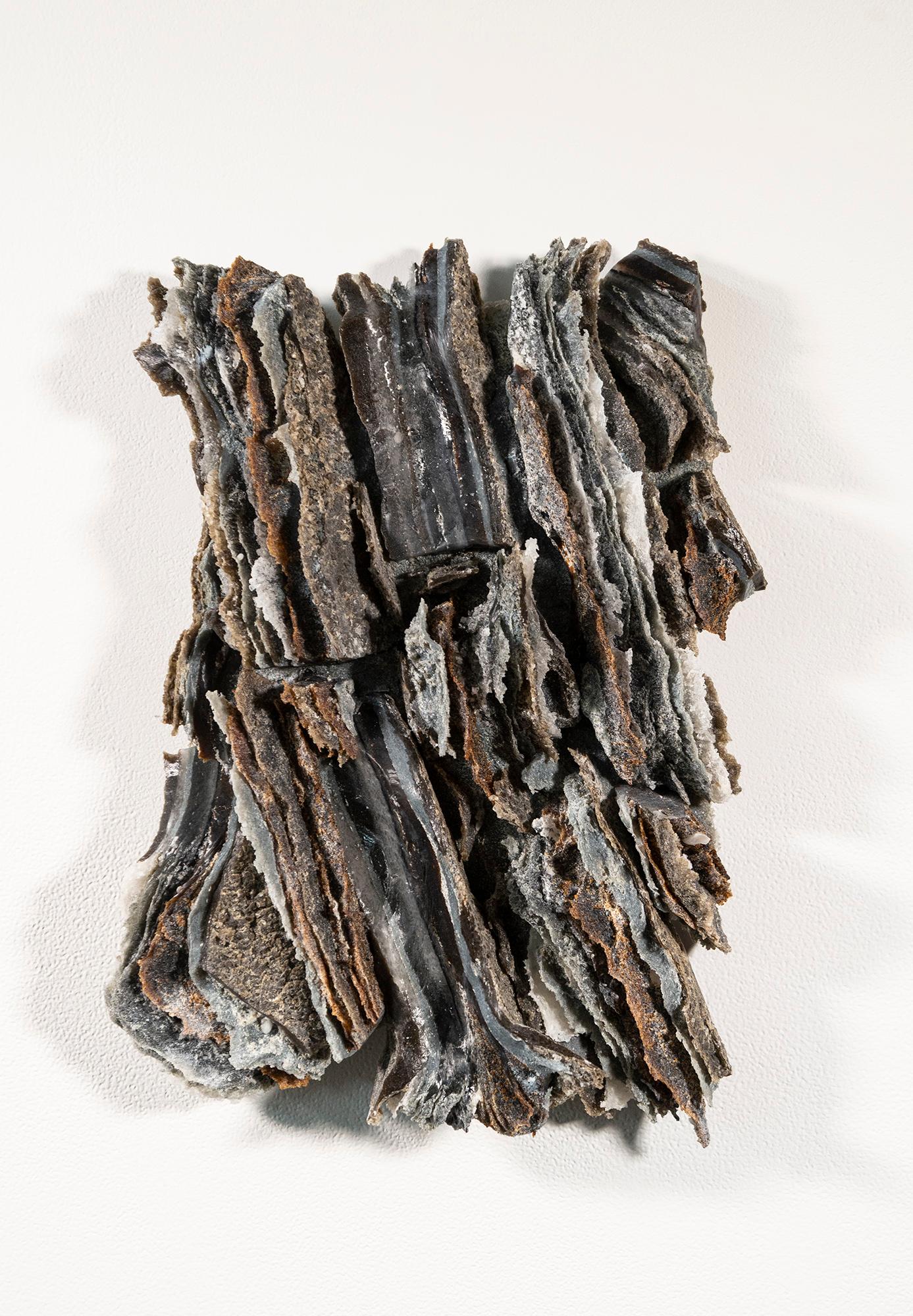 Bones of the Earth II - contemporary, layered glass, wall relief, sculpture