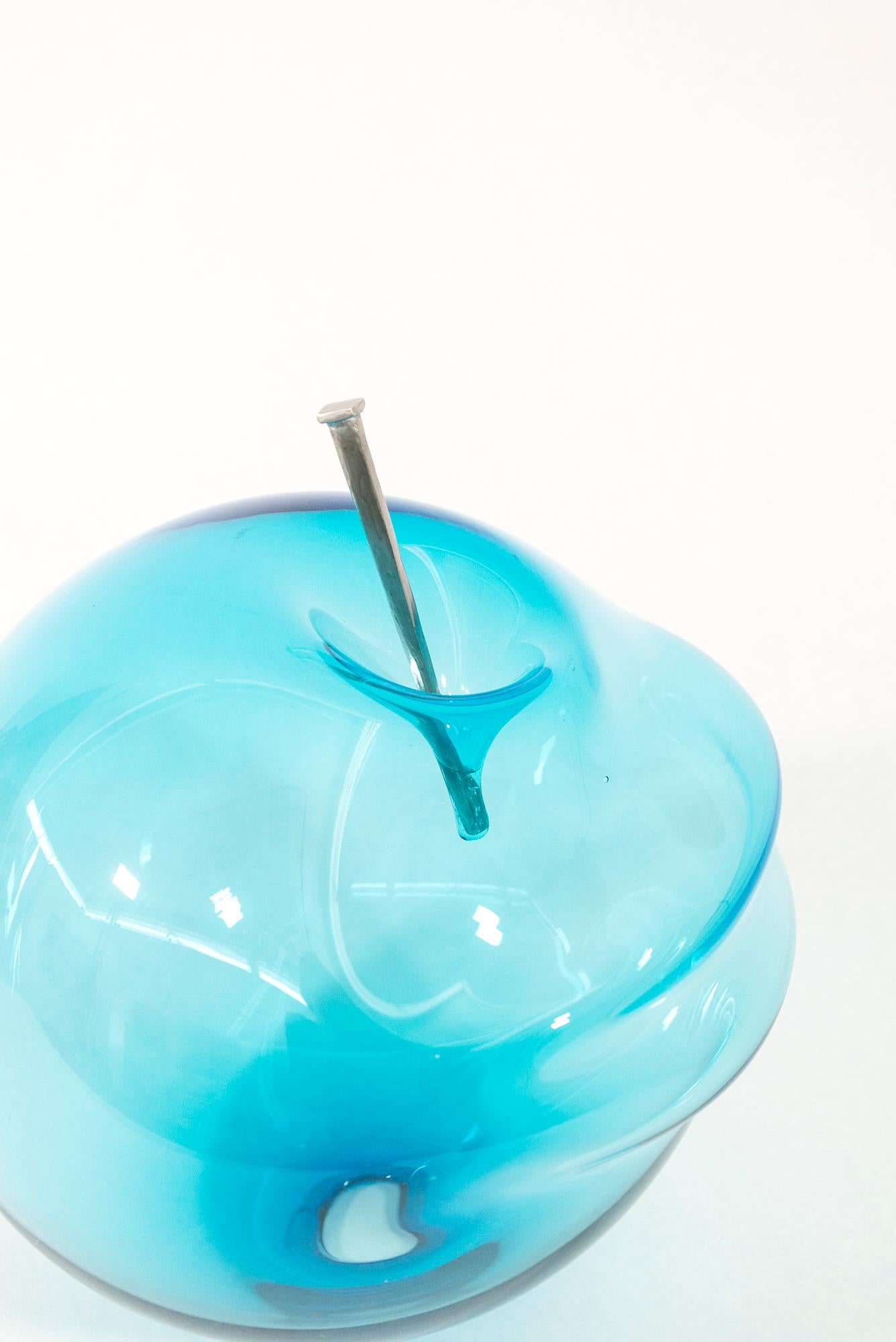 Don't Let Them Burst Your Bubble: Blue 3 XL - contemporary glass sculpture - Contemporary Sculpture by Cheryl Wilson Smith