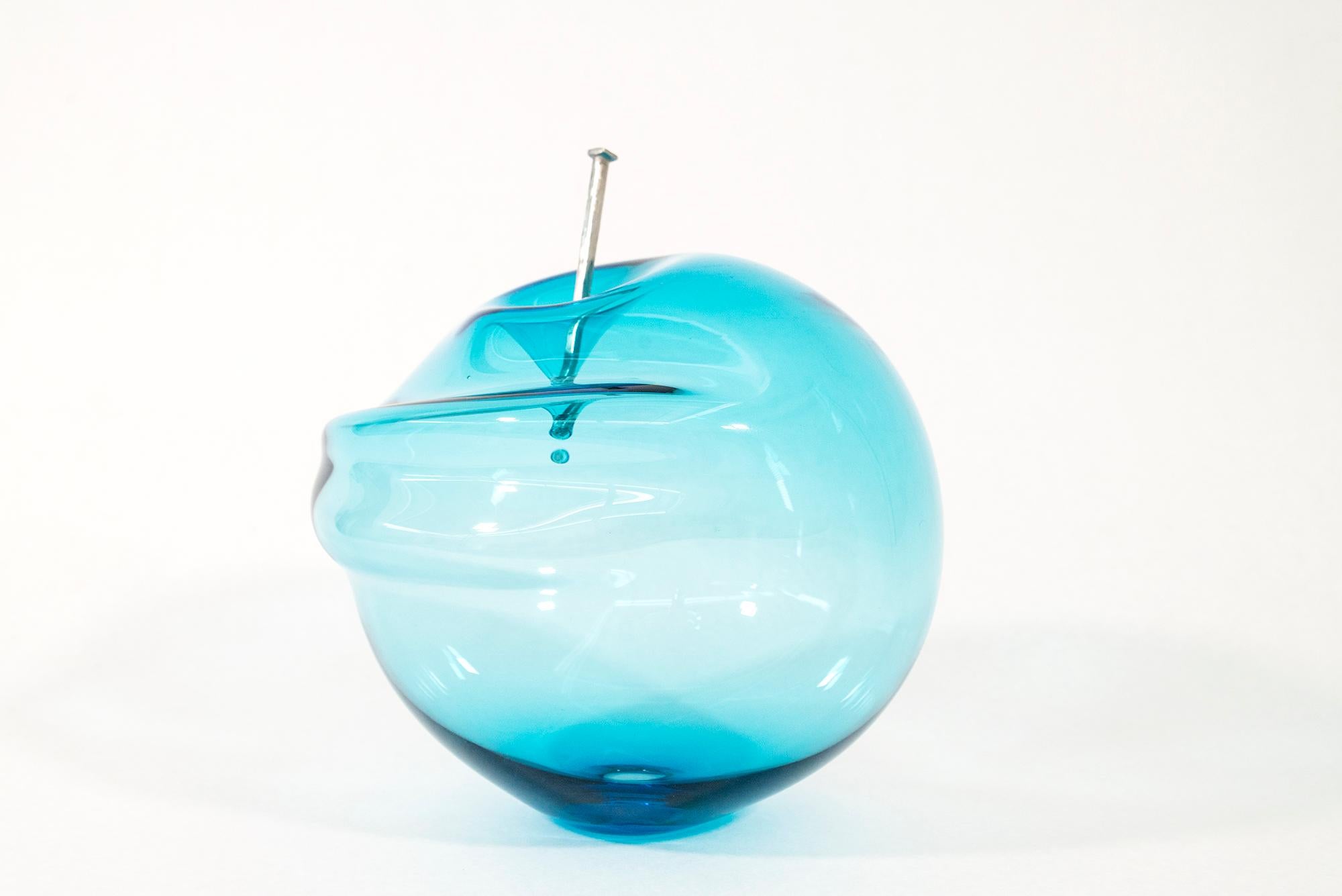 Don't Let Them Burst Your Bubble: Blue 3 XL - contemporary glass sculpture For Sale 2