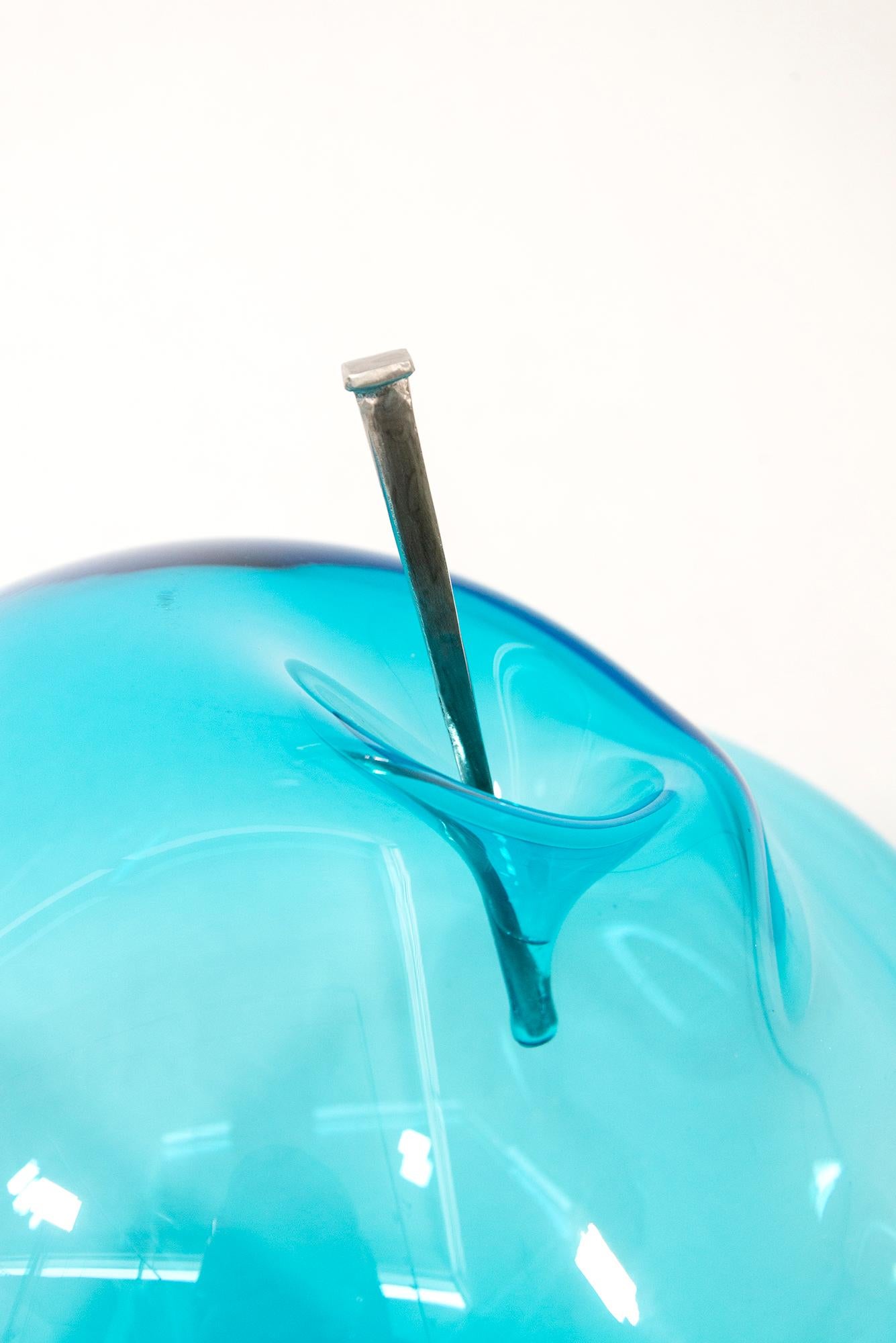 Don't Let Them Burst Your Bubble: Blue 3 XL - contemporary glass sculpture For Sale 3