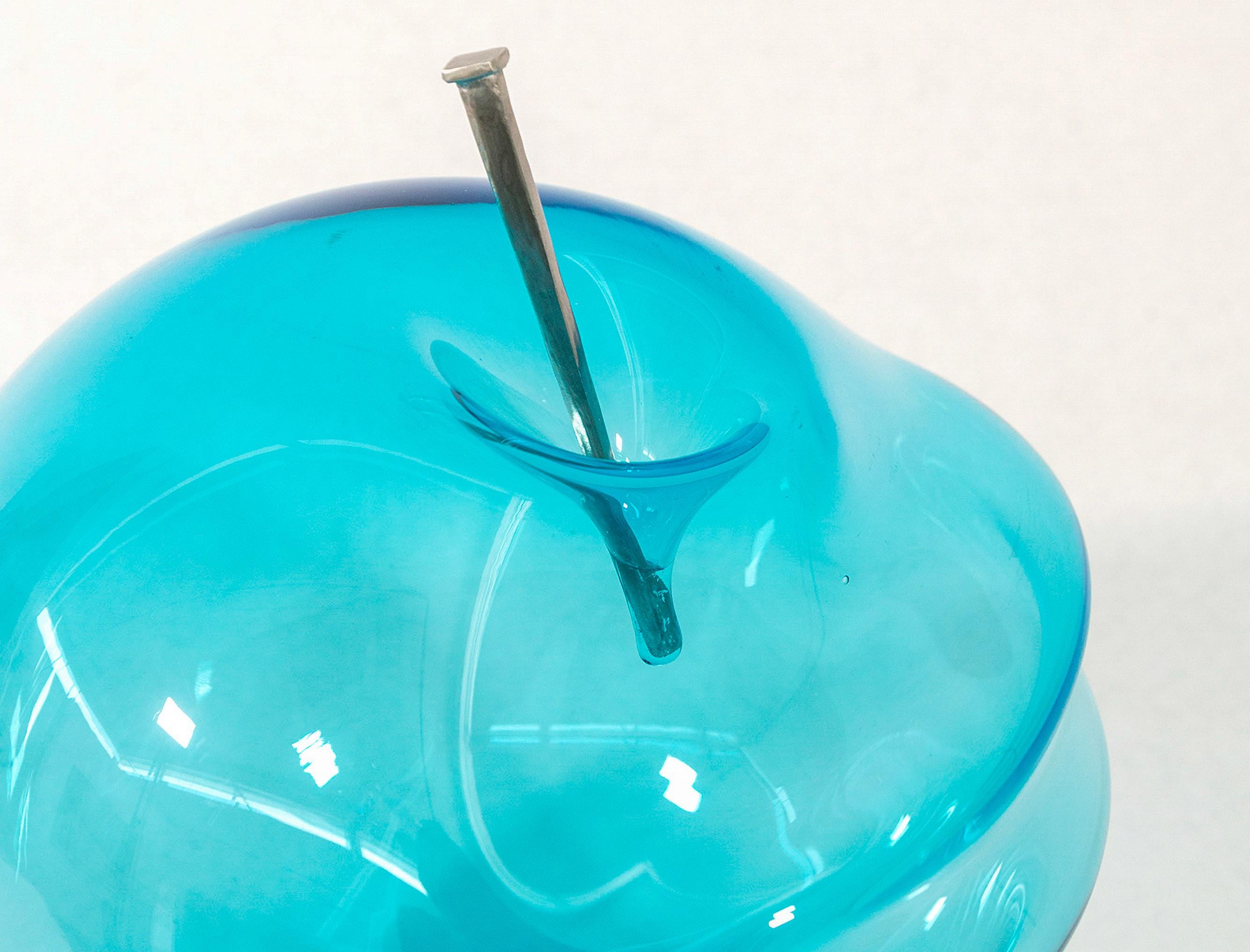 Don't Let Them Burst Your Bubble: Blue 3 XL - contemporary glass sculpture For Sale 5