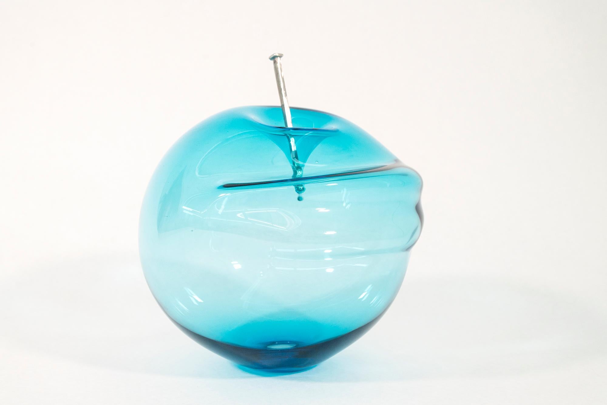 Lass sie nicht deine Luftblase platzen: Blue 3 XL - zeitgenössische Glasskulptur