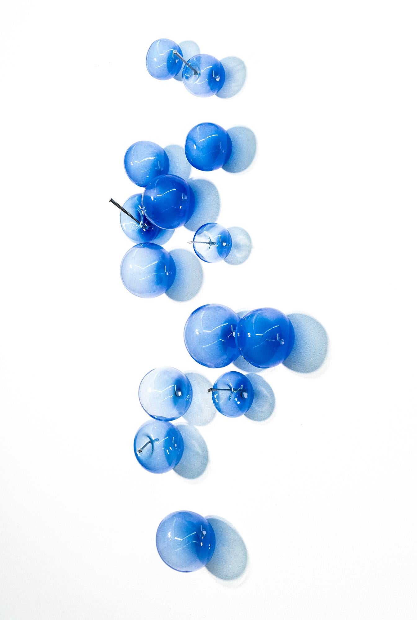 Don't Let Them Burst your Bubble: Lapis 31425 - blown glass wall sculpture - Sculpture by Cheryl Wilson Smith