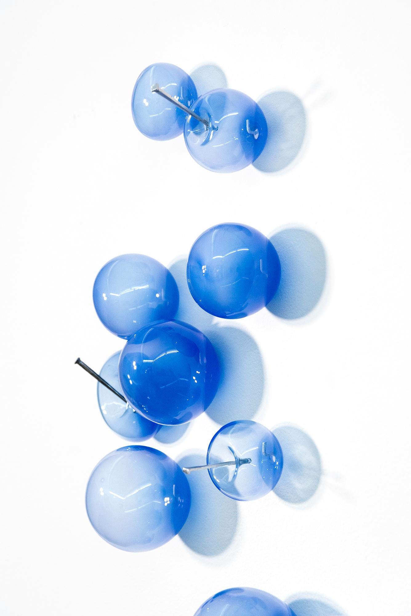 Don't Let Them Burst your Bubble: Lapis 31425 - blown glass wall sculpture - Contemporary Sculpture by Cheryl Wilson Smith