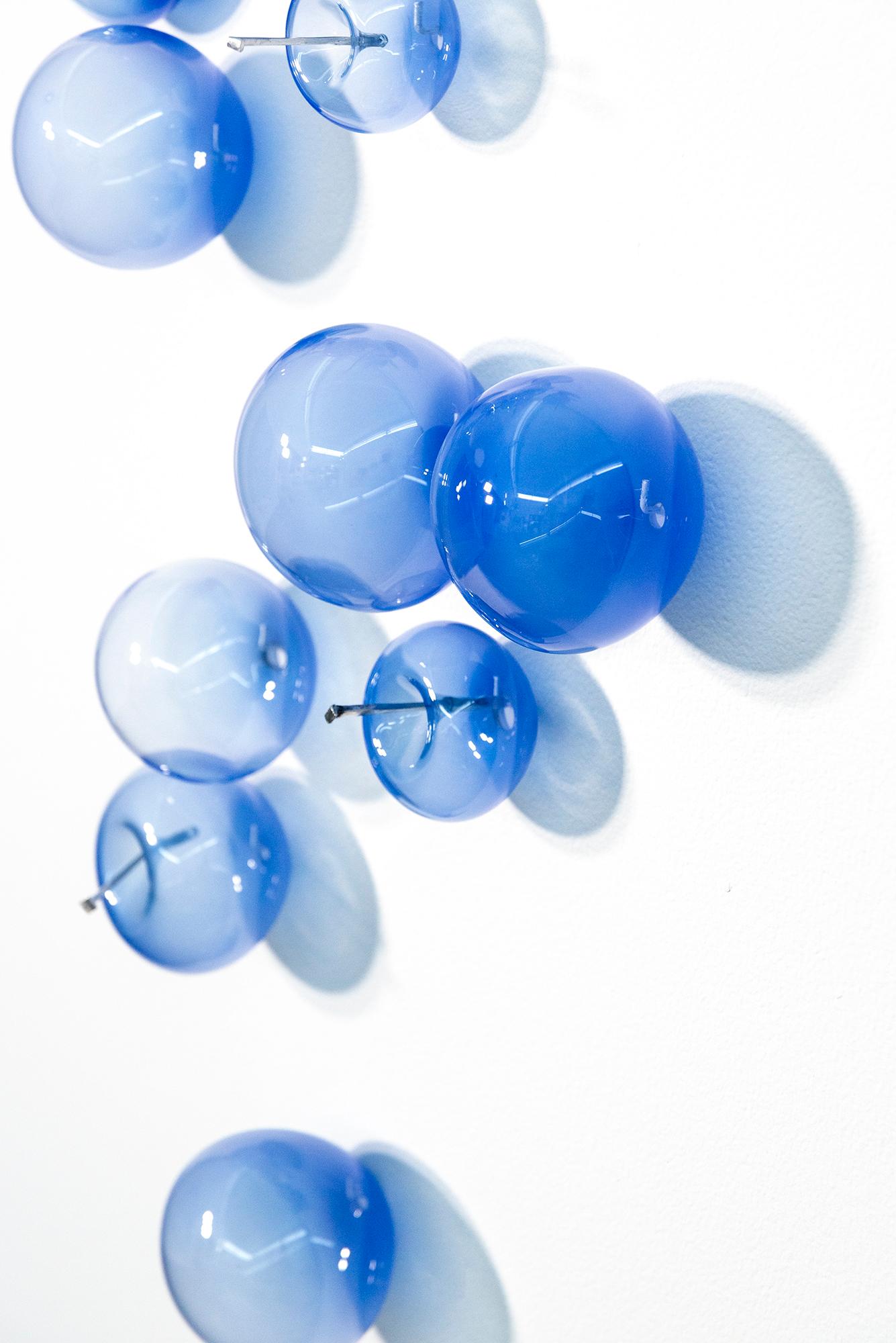 Don't Let Them Burst your Bubble: Lapis 31425 - blown glass wall sculpture - Blue Abstract Sculpture by Cheryl Wilson Smith