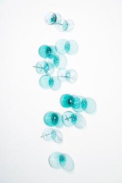 Don't Let Them Burst your Bubble: Turquoise 71425 - Glass Wall Sculpture