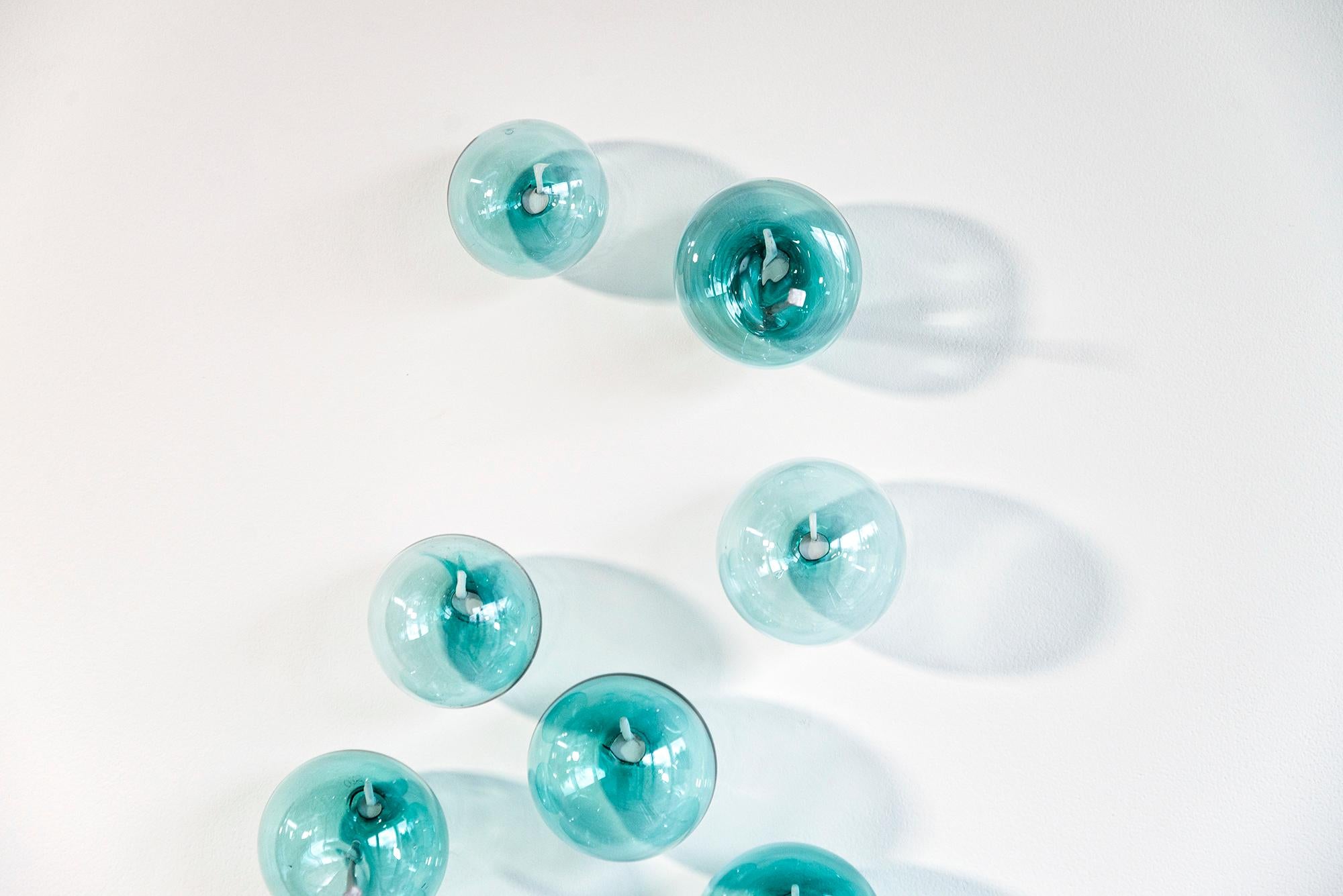 Don't Let Them Burst Your Bubble: Turquoise Small II - glass wall sculpture For Sale 1