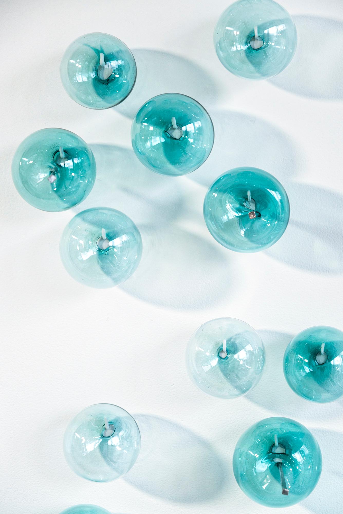 Don't Let Them Burst Your Bubble: Turquoise Small II - glass wall sculpture For Sale 2