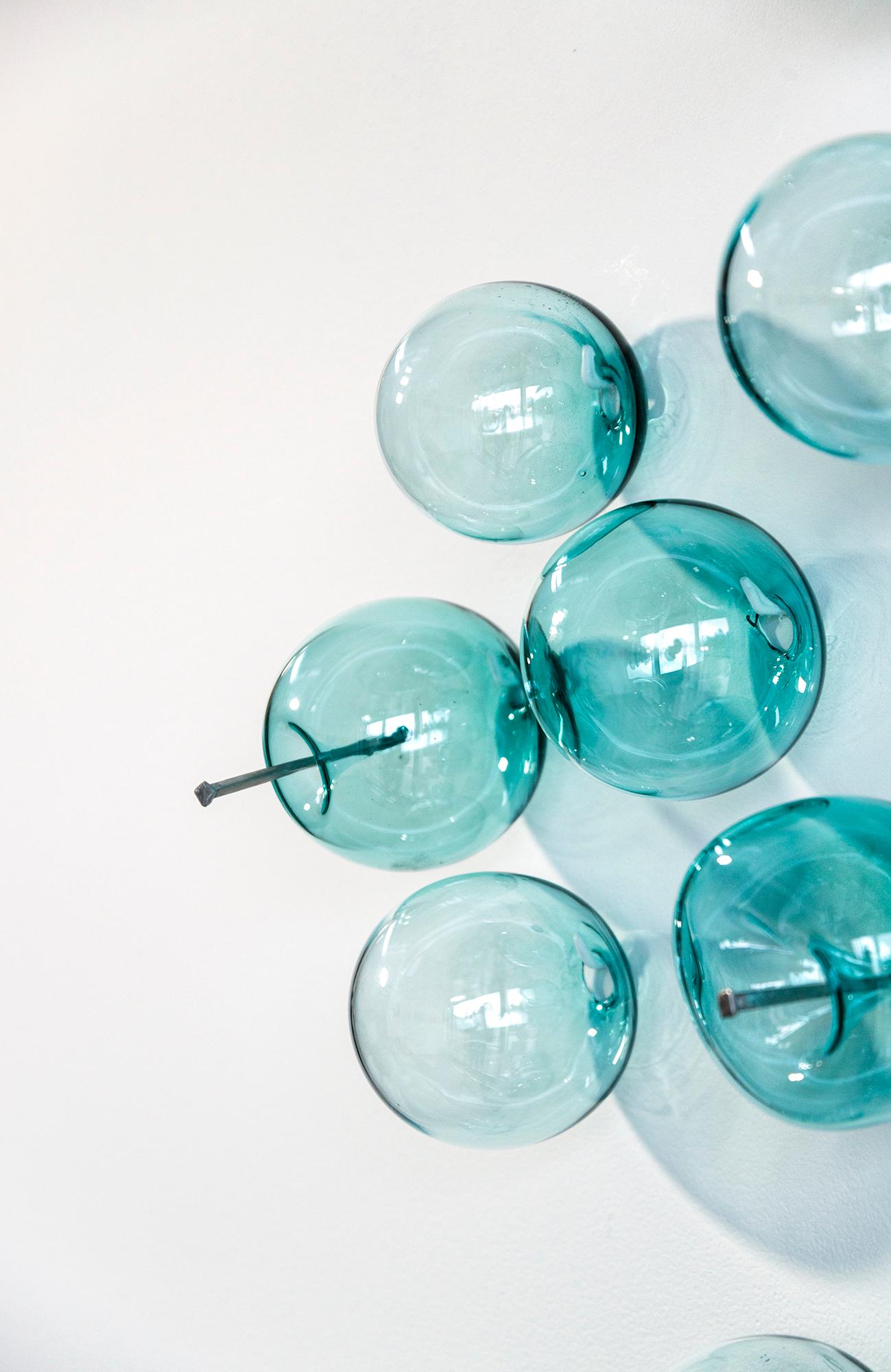 Don't Let Them Burst Your Bubble: Turquoise Small II - glass wall sculpture For Sale 3