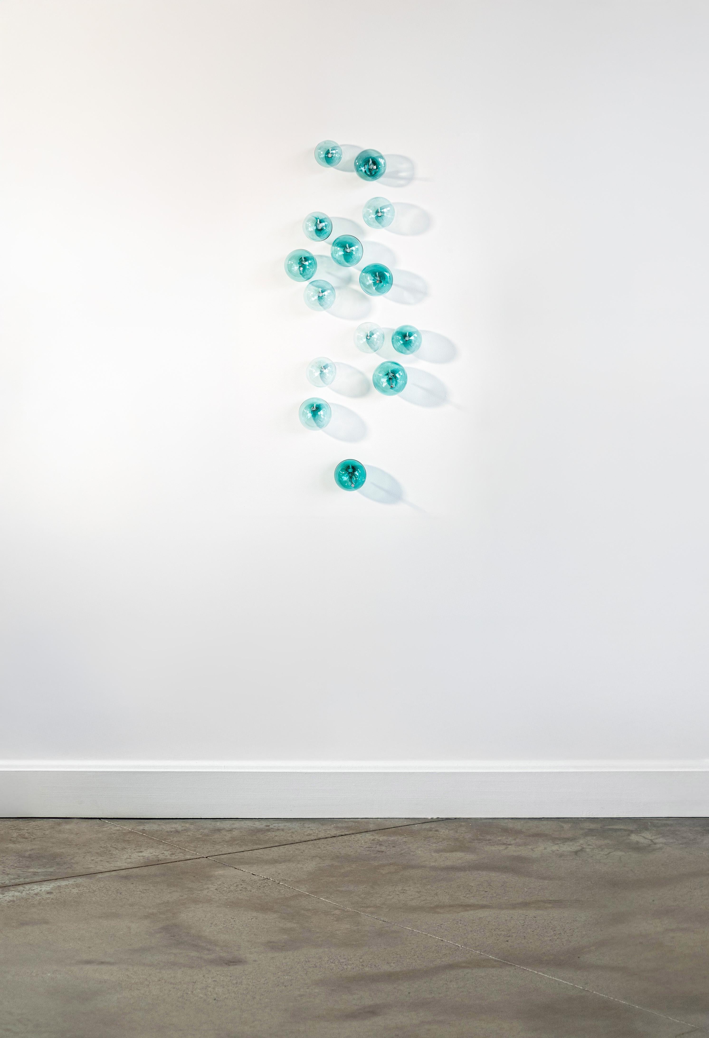 Don't Let Them Burst Your Bubble: Turquoise Small II - glass wall sculpture For Sale 5