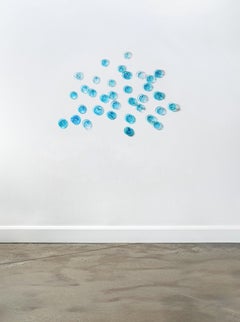 Exuberant, Blue - Blown Glass Wall Sculpture, Abstract, Contemporary