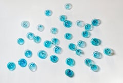 Exuberant, Blue - Blown Glass Wall Sculpture, Abstract, Contemporary