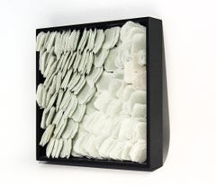 Exuberant - textured, layered, white, modernist, biomorphic glass wall sculpture