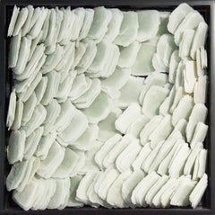 Exuberant - textured, layered, white, modernist, biomorphic glass wall sculpture
