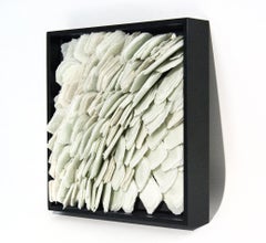 Flow - textured, layered, white, modernist, biomorphic, glass wall sculpture