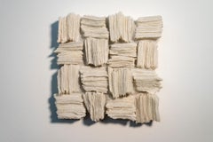 Geal Figh 2 - textured, white, modernist, glass wall sculpture