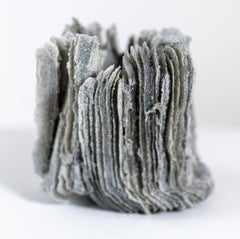 Growing Gracefully - contemporary, textured, layered glass, tabletop sculpture