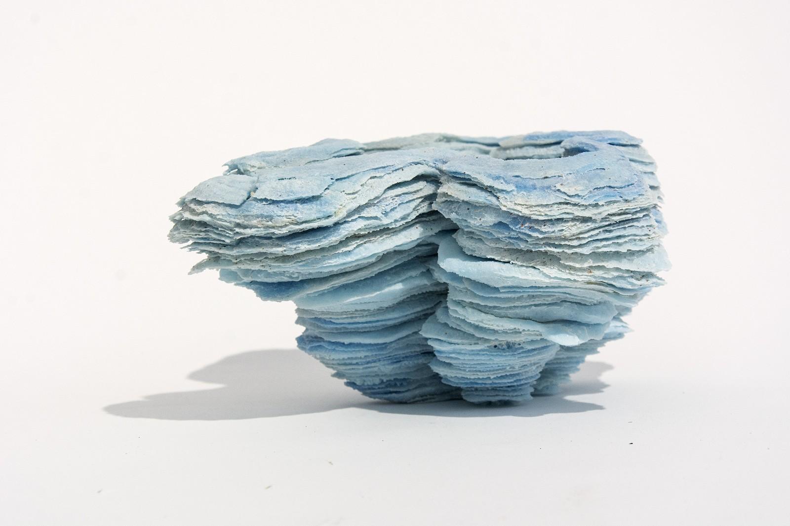 Ocean Airc - Delicate layers of ice blue glass frit - Contemporary Sculpture by Cheryl Wilson Smith