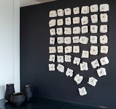 Promises and Lies: Everything will be O.K. - white, metal, glass wall sculpture