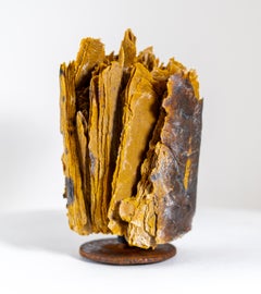 Transition - contemporary, textured, layered glass, tabletop sculpture