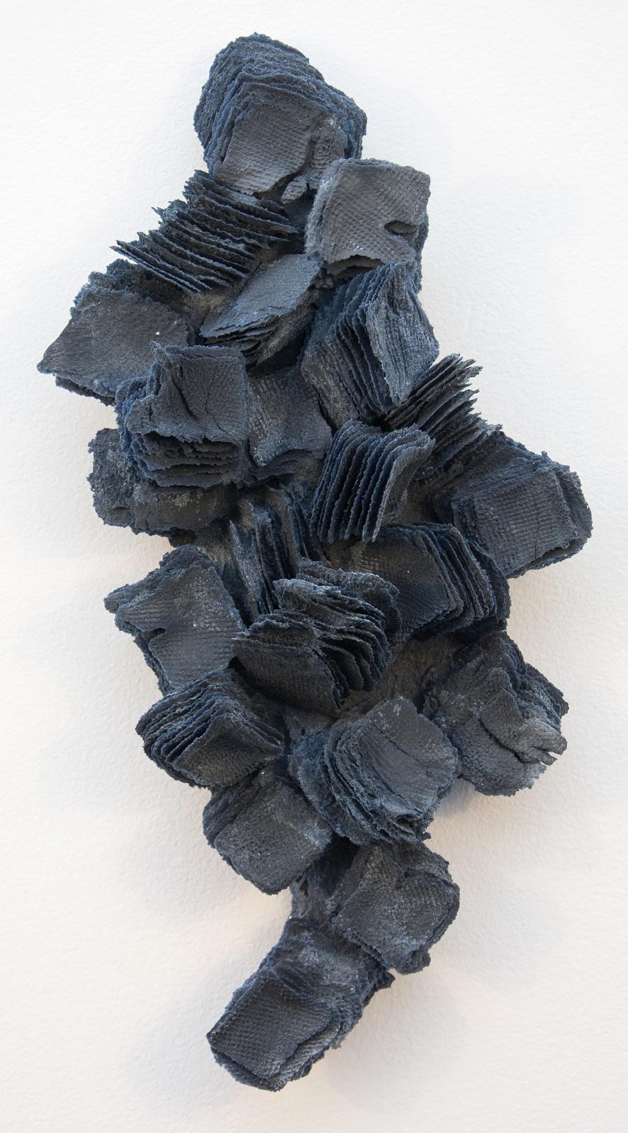 Cheryl Wilson Smith Abstract Sculpture - Weathered and Worn No 2 - Textured Indigo Blue Glass Sculpted Wall Relief