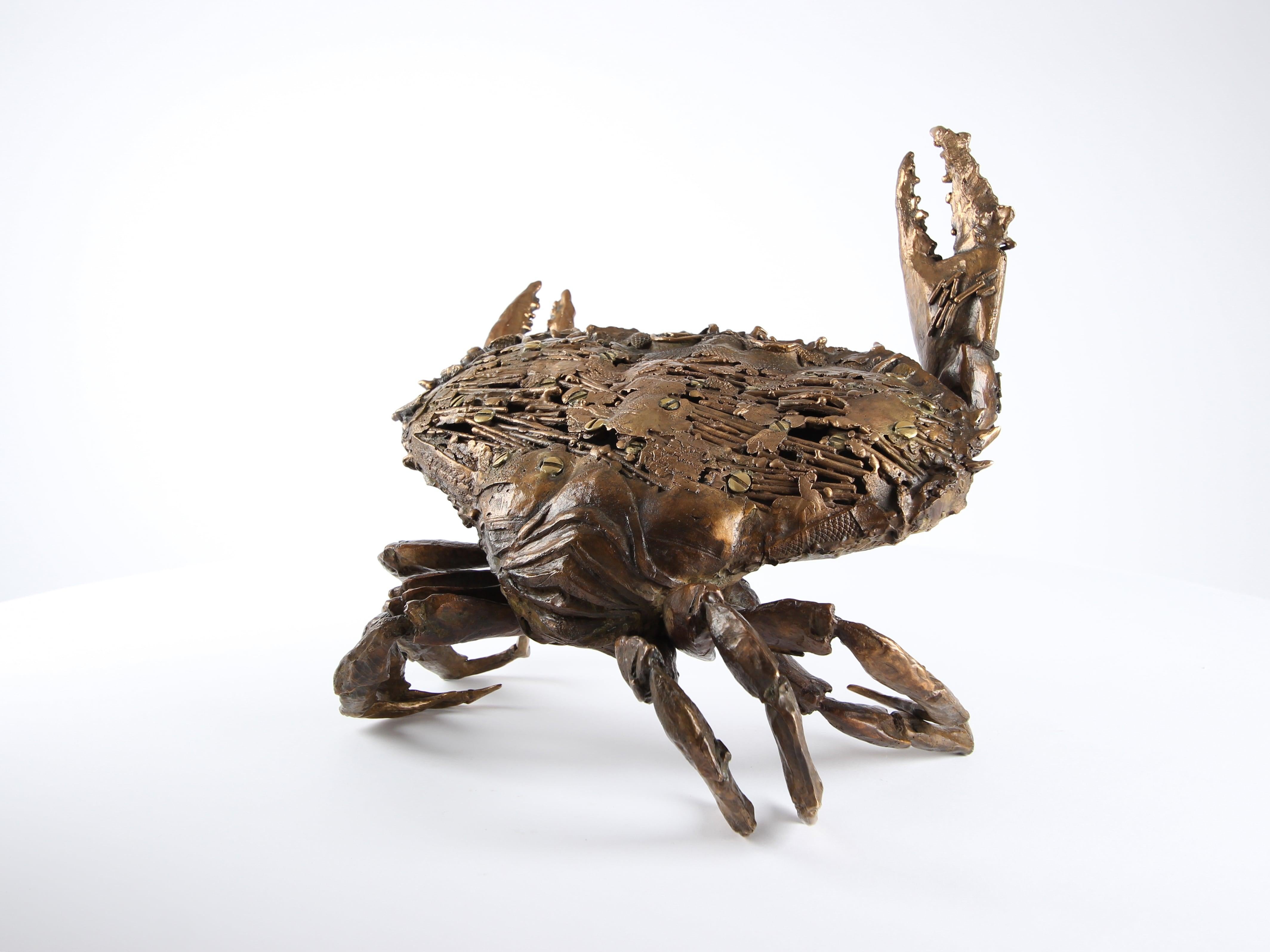 Krabbenkampf von Chésade - Bronzeskulptur aus Meerestieren, Tierkunst, realistisch im Angebot 1