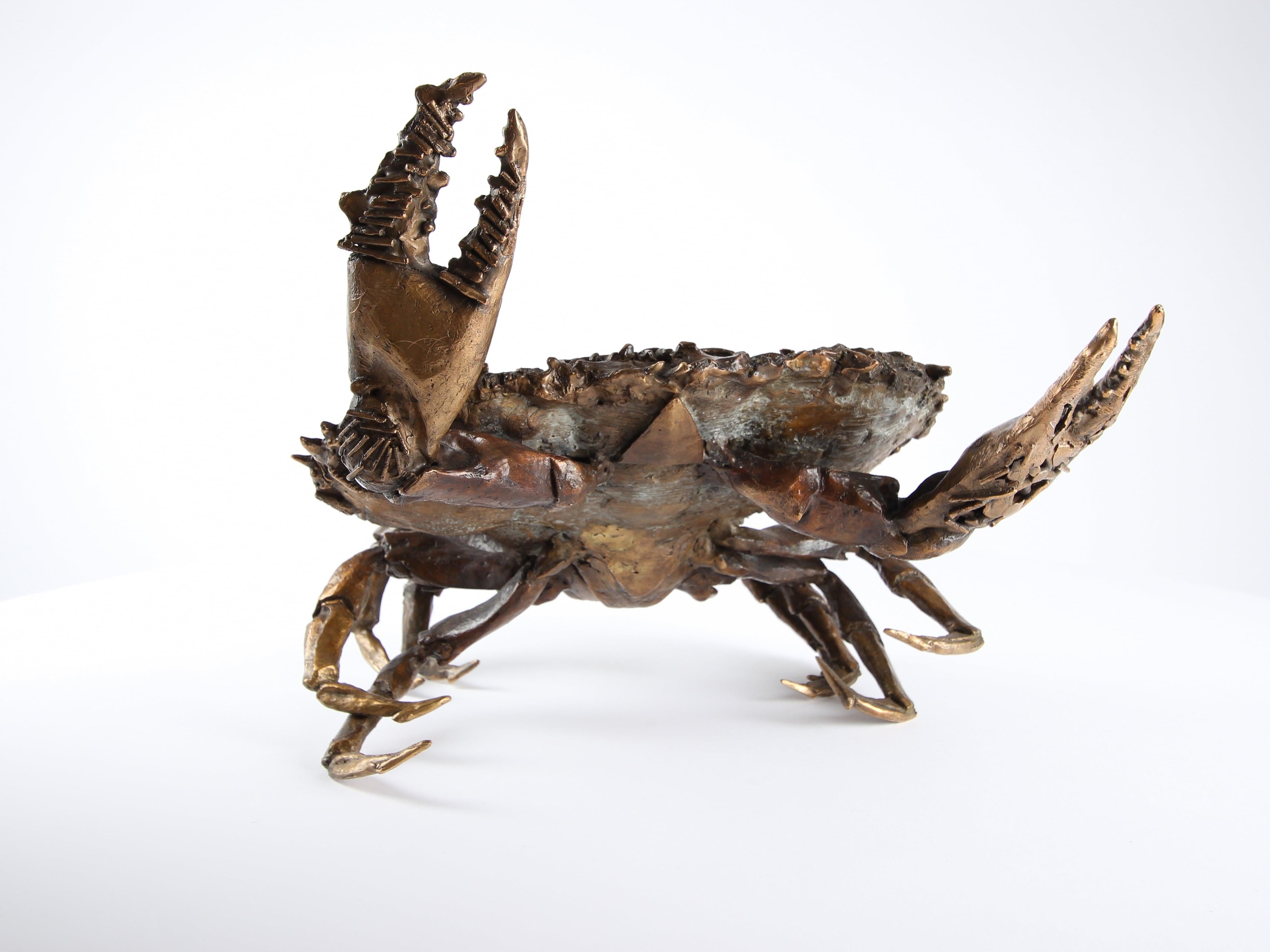 Crab Fighting by Chésade - Bronze sealife sculpture, animal art, realistic For Sale 2