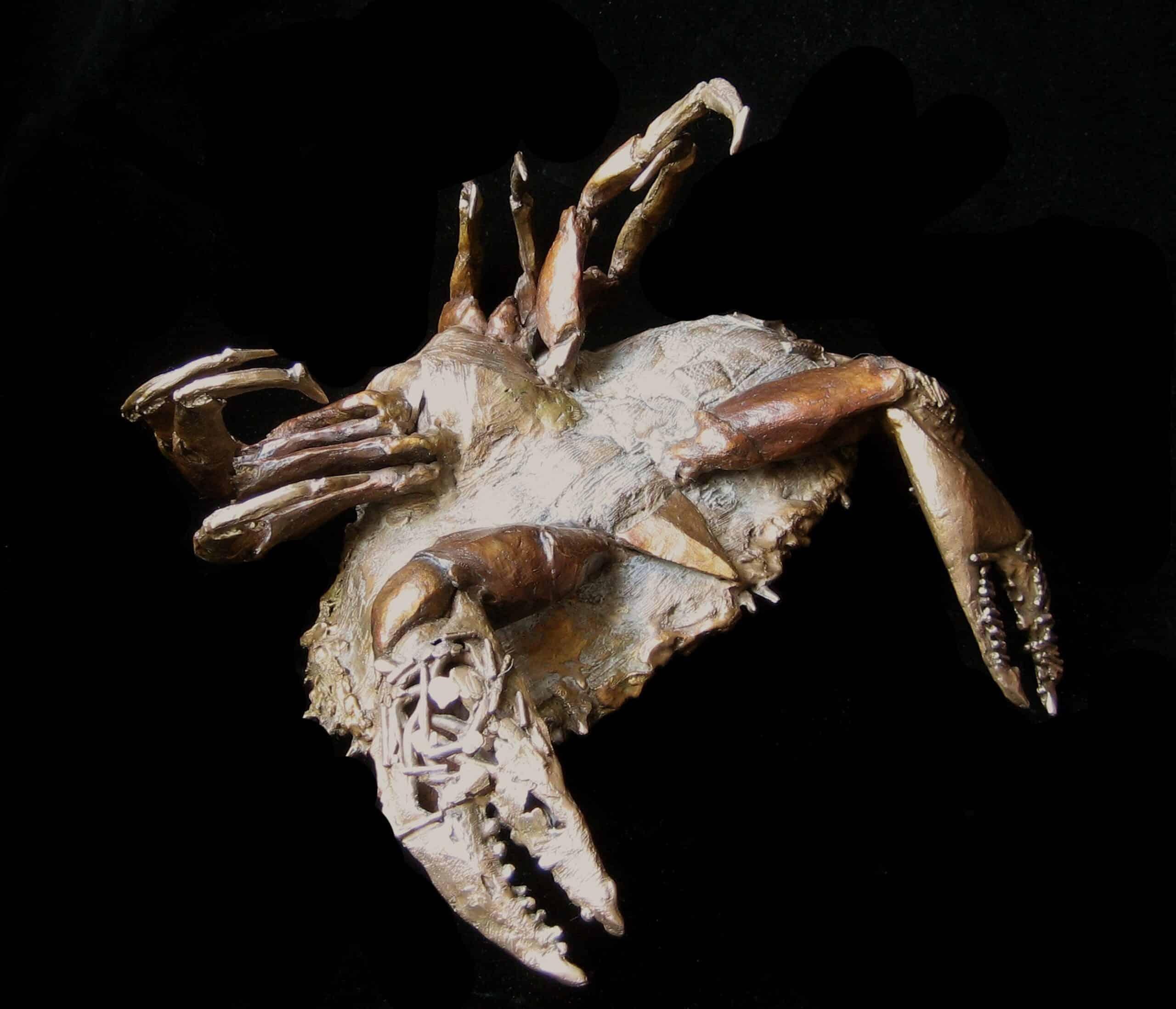 Krabbenkampf von Chésade - Bronzeskulptur aus Meerestieren, Tierkunst, realistisch im Angebot 6
