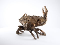 Krabbenkampf, zeitgenössische Bronzeskulptur, Tierkunst, signiertes Unikat
