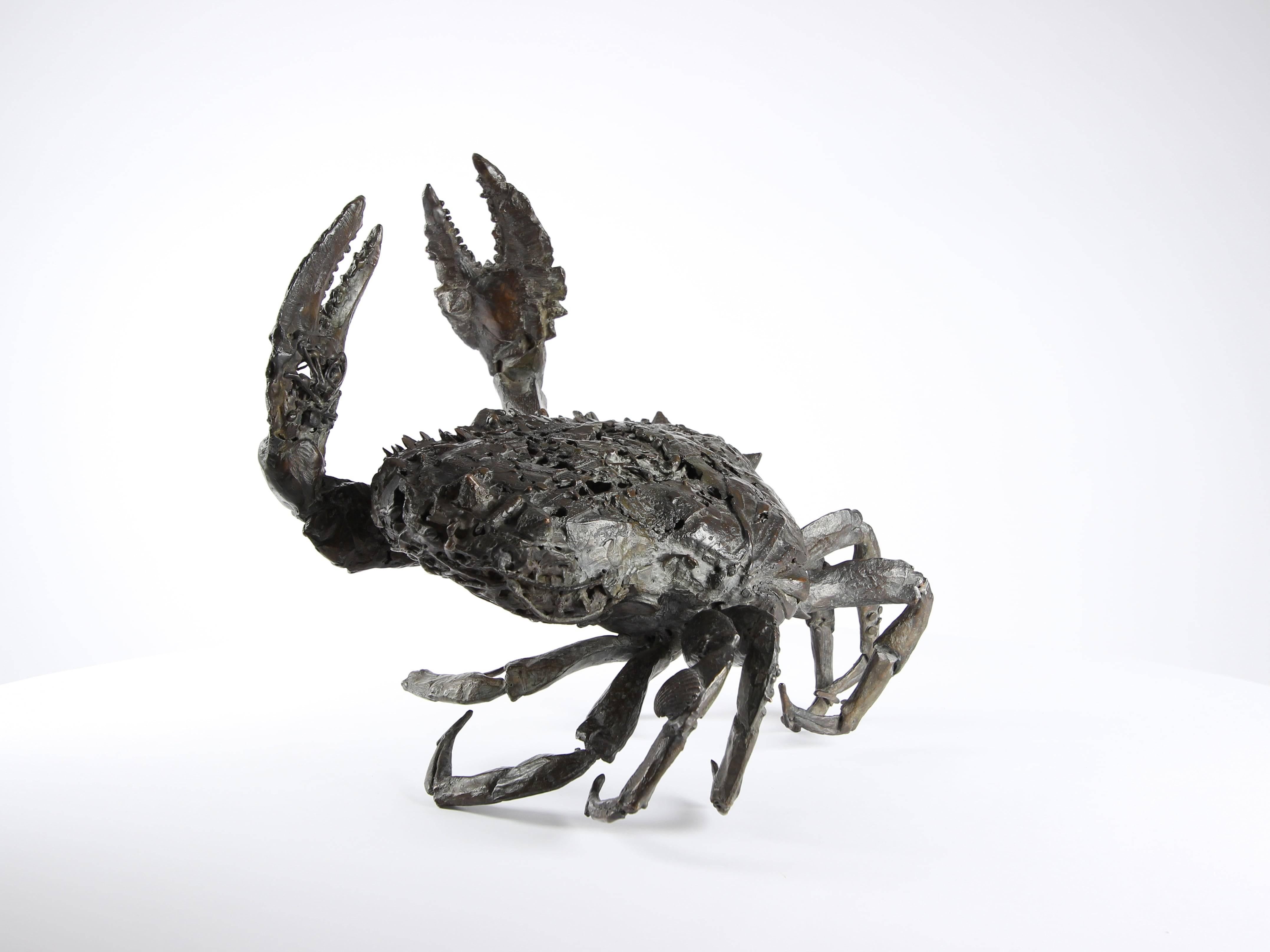 Crabe aux pattelas par Chésade - Sculpture en bronze de la vie marine, art animalier, crabe en vente 4