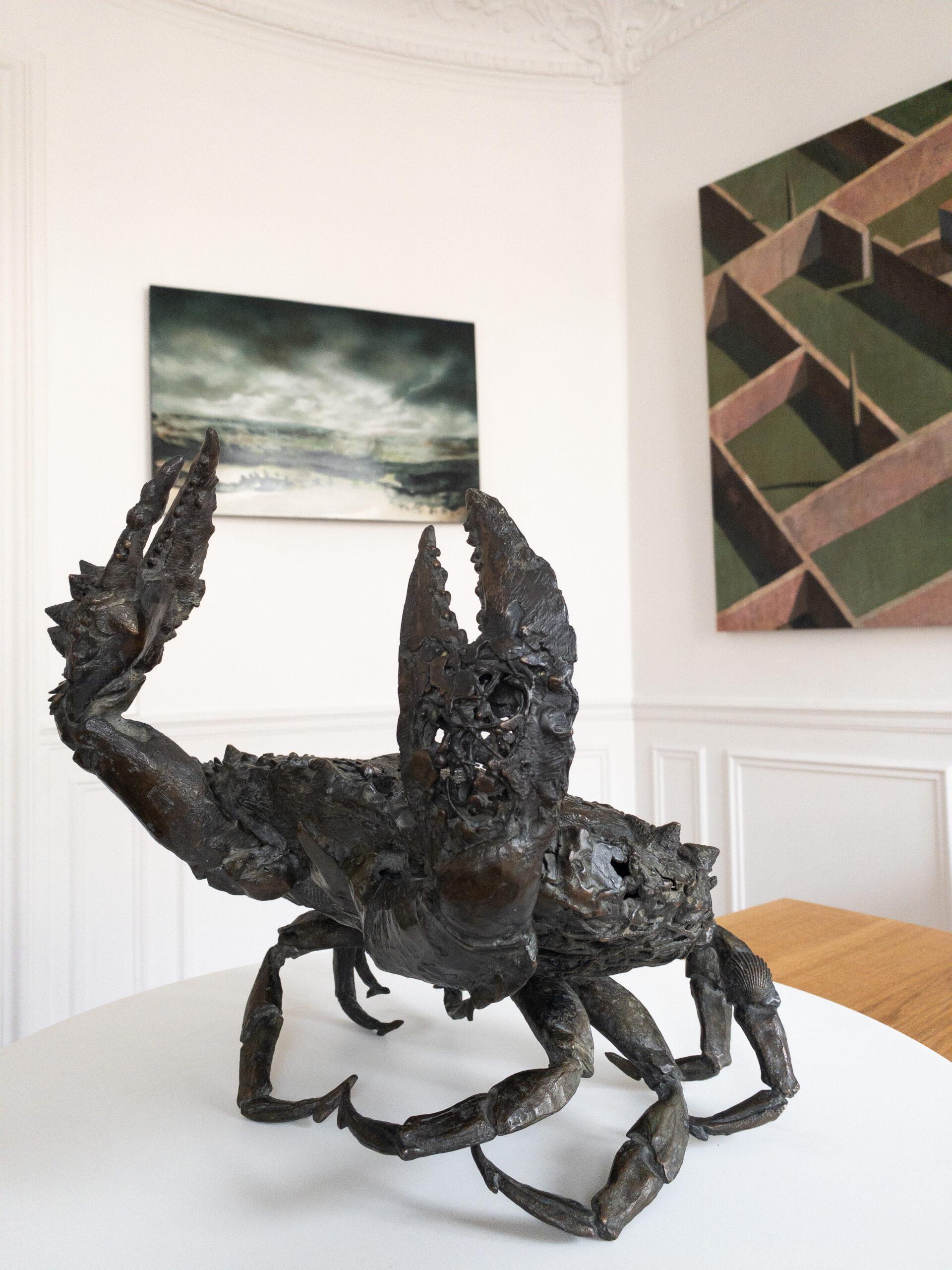 Crabe aux pattelas par Chésade - Sculpture en bronze de la vie marine, art animalier, crabe en vente 6