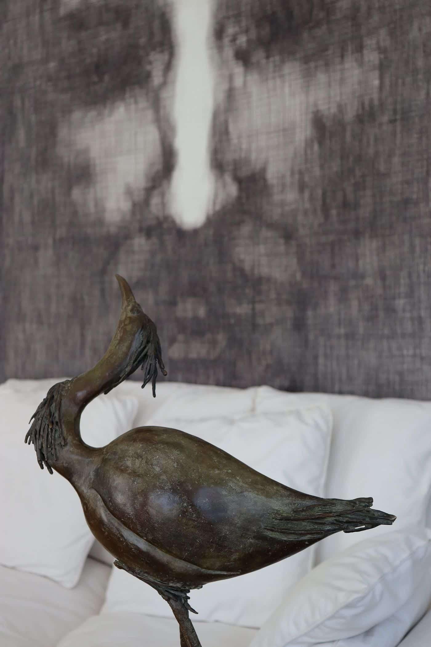 Egret by Chésade - Escultura animal en bronce de un ave, realista, expresiva en venta 6