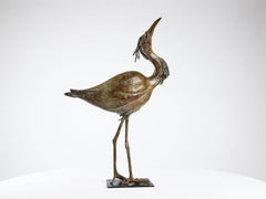 Egret by Chésade - Bronze animal sculpture of a bird, realistic, expressive