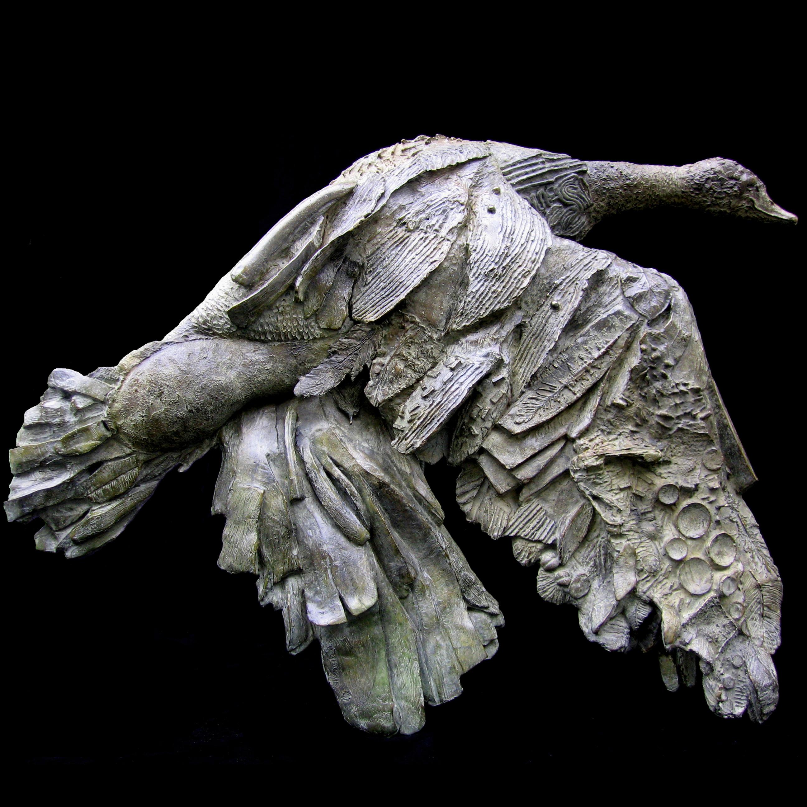 Envol by Chésade - one-off bronze sculpture, animal art, goose